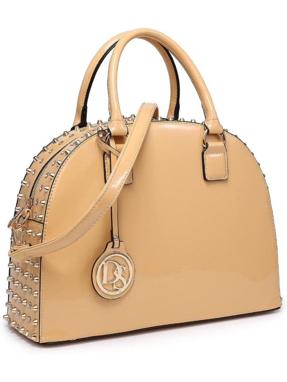 Chic Patent Leather Dome Satchel Handbag | Structured Work Tote with Long Strap